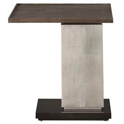 Ethan Modern Classic Brown Walnut Wood Silver Leaf Rectangular C Side Table