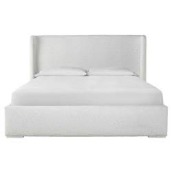 Tristan Modern Classic White Upholstered Cotton Wingback Bed - Queen