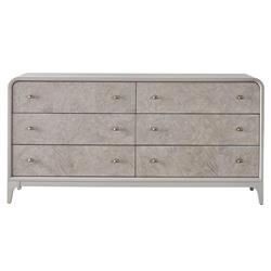 Tristan Modern Classic Light Grey Burl Wood Double Dresser