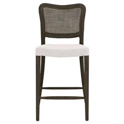 Zachary Coastal Beach Dark Brown Oak Wood Cane Back Counter Stool