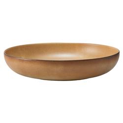 L'Objet Terra Modern Classic Leather Brown Porcelain Serving Bowl - Medium