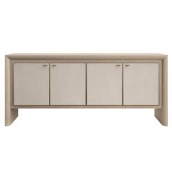 Abrielle Modern Beige Vinyl Brown Oak Credenza