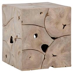 Lumber Rustic Lodge Bleached Teak Wood Square Side Table