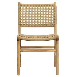 Costa Coastal Beach Natural Teak Woven Wicker Outdoor Dining Side Chair