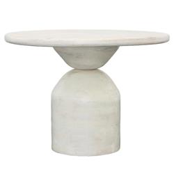 Mendez Mid Century Whitewash Mango Wood Round Pedestal Dining Table - 42&quot;W
