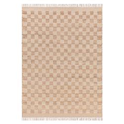 Elaine Coastal Beach Beige Jute Checkered Rug - 5&#39;x7&#39;6&quot;