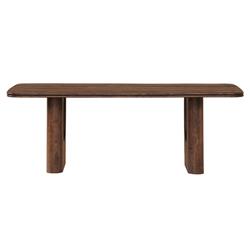 Eric Rustic Lodge Brown Oak Wood Double Pedestal Rectangular Dining Table - 86"W