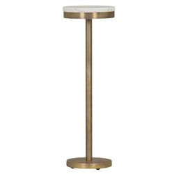Freya Industrial Loft Cream Marble Antique Brass Steel Drink Side Table