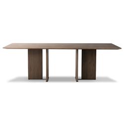 Lana Mid Century Brown Oak Top Black Iron Base Rectangular Dining Table - 94"W