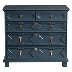 17th Century French Country Navy Blue Oak Dresser