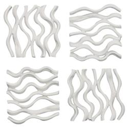 Oswald Matte White Tile Wall Sculpture - Set of 4