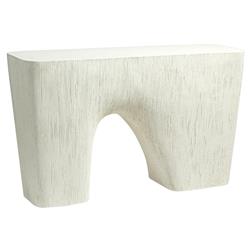 Palecek Rowan Coastal Beach White Textured Stonecast Outdoor Console Table
