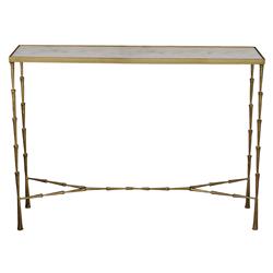 Malachi Hollywood Regency Brass Plated Iron Spike Marble Console