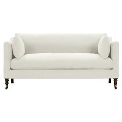 Madeline French Cream Performance Brown Wood Brass Casters Sofa - 71"W