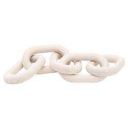 Maisha Modern Classic White Wash Reclaimed Pine Wood Chain Link Sculpture
