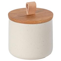 Pacifica Modern Classic Vanilla Stoneware Oak Wood Lid Canister - 5&quot;