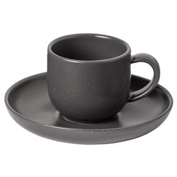 Pacifica Modern Classic Seed Grey Stoneware Coffee Cup and Saucer