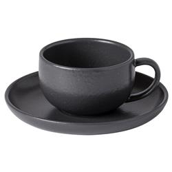 Pacifica Modern Classic Seed Grey Stoneware Tea Cup and Saucer