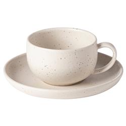 Pacifica Modern Classic Vanilla Stoneware Tea Cup and Saucer