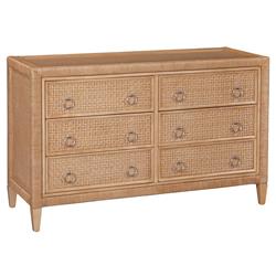 Kalea Coastal Beach Brown Woven Rattan Double Dresser