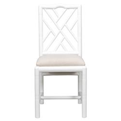 Grace French Country Beige Upholstered Linen White Oak Dining Side Chair