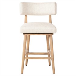 Cerise Modern Cream Upholstered Brown Frame Wood Swivel Counter Stool