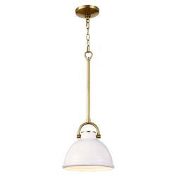 Eloise Industrial Loft White Ceramic Brass Accent Pendant - Small