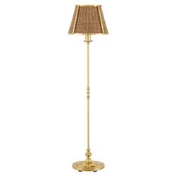Shevone Traditional Polished Brass Iron Natural Woven Floor Lamp