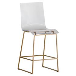 King Modern Clear Acrylic Seat Antique Gold Base Counter Stool