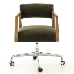 Pia Mid Century Modern Green Upholstered Velvet Swivel Office Chair