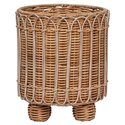 Juliska Provence Coastal Beach Whitewash Woven Rattan Round Planter