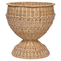 Juliska Provence Coastal Beach Whitewash Woven Rattan Urn Planter