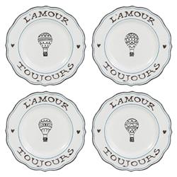 Juliska L&#39;Amour Toujours French Country White Ceramic Salad Plate - Set of 4