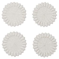 Lumina Modern Classic White Glass Beaded Coaster - Set of 4