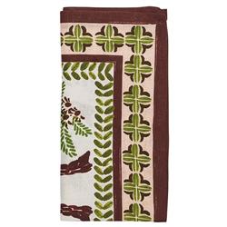 Oasis Global Green Palm White Linen Napkin - Set of 4