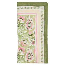Mira French Country Green Floral Linen Napkin - Set of 4