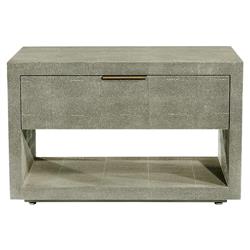 Montaigne Modern Olive Green Faux Shagreen Brass Iron Nightstand