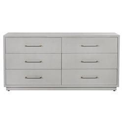 Taylor Modern Light Grey Faux Linen Brass Iron Double Dresser
