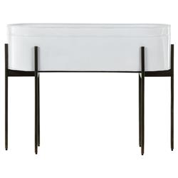 Jared Industrial Loft White Iron Brass Base Oval Outdoor Planter