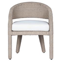 Alexander Coastal Off White Upholstered Beige Woven Outdoor Dining Arm Chair