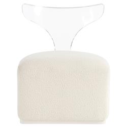 Carter Modern Classic Off White Upholstered Clear Acrylic Swivel Chair