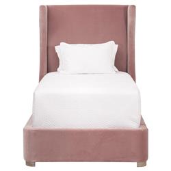 Anastasia Modern Classic Pink Velvet Upholstered Oak Wood Wingback Bed - Twin