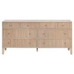 Mira Coastal Beach Natural Oak Wood Iron Pulls Double Dresser