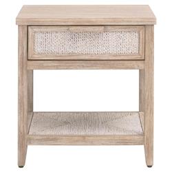 Laurice Coastal Beach Abaca Rope Natural Grey Mahogany Nightstand