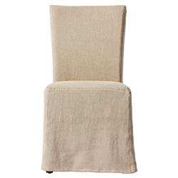 Vannie Modern Classic Beige Linen Flax Slipcover Dining Chair