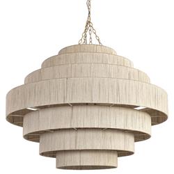 Palecek Everly Coastal Beach Natural Abaca Rope Taupe Metal Frame Chandelier