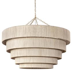 Palecek Everly Coastal Natural Abaca Rope Taupe Metal Frame 5 Tier Chandelier
