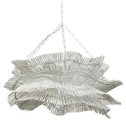 Palecek Miramar Coastal Beach Chalk White Rattan Chandelier