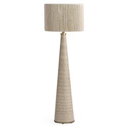 Palecek Portland Coastal Beach Beige Wrapped Brass Metal Outdoor Floor Lamp