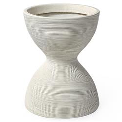 Palecek Poppy French Country White Textured Stonecast Round Planter - Medium